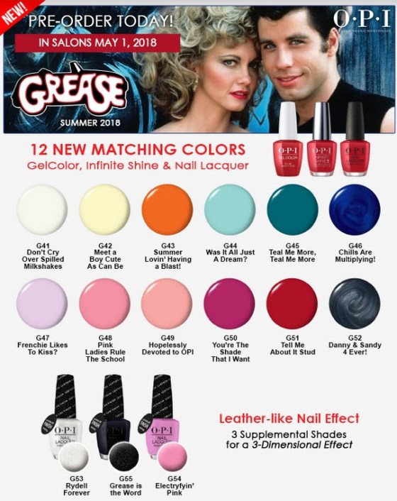 grease opi swatches
